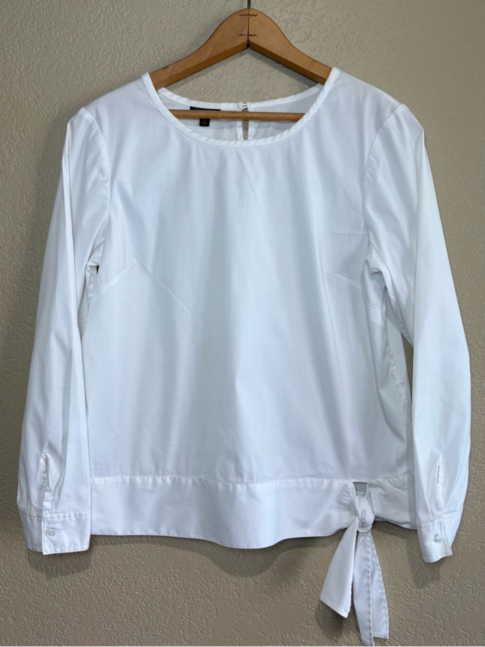 Talbots White Long-Sleeve Tie-Hem Blouse